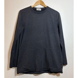 Taylor Stitch Women Medium Charcoal Gray Side Zip Pockets Crewneck Sweatshirt